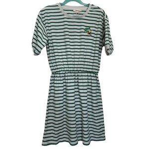 Catimini Girls Cover-Up Dress White Green Striped Toweling Size 10 Swim Beach